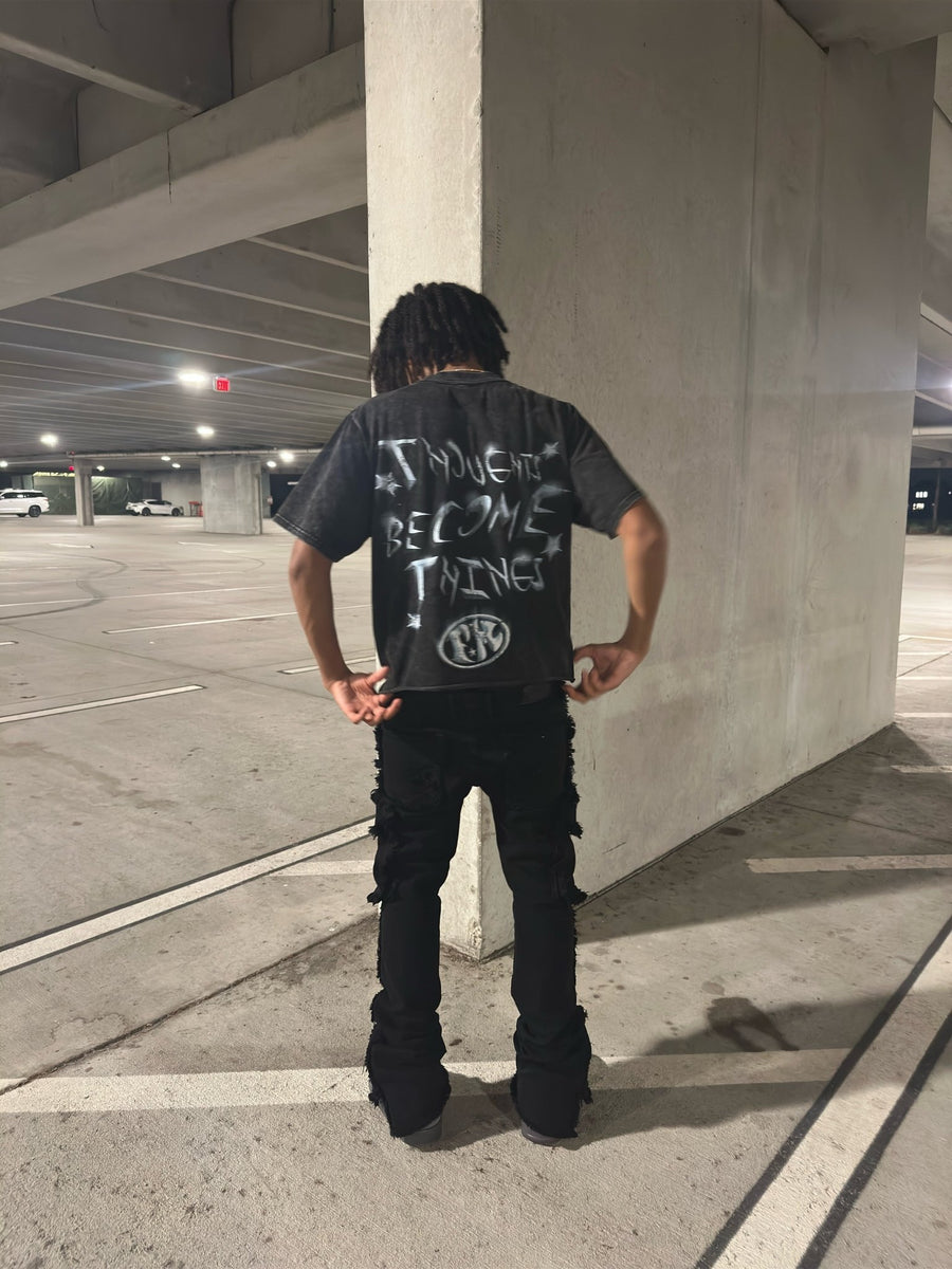 Flair Made “Thoughts Become Things Cropped Tee” - Pluto 5ive LLC T-Shirt