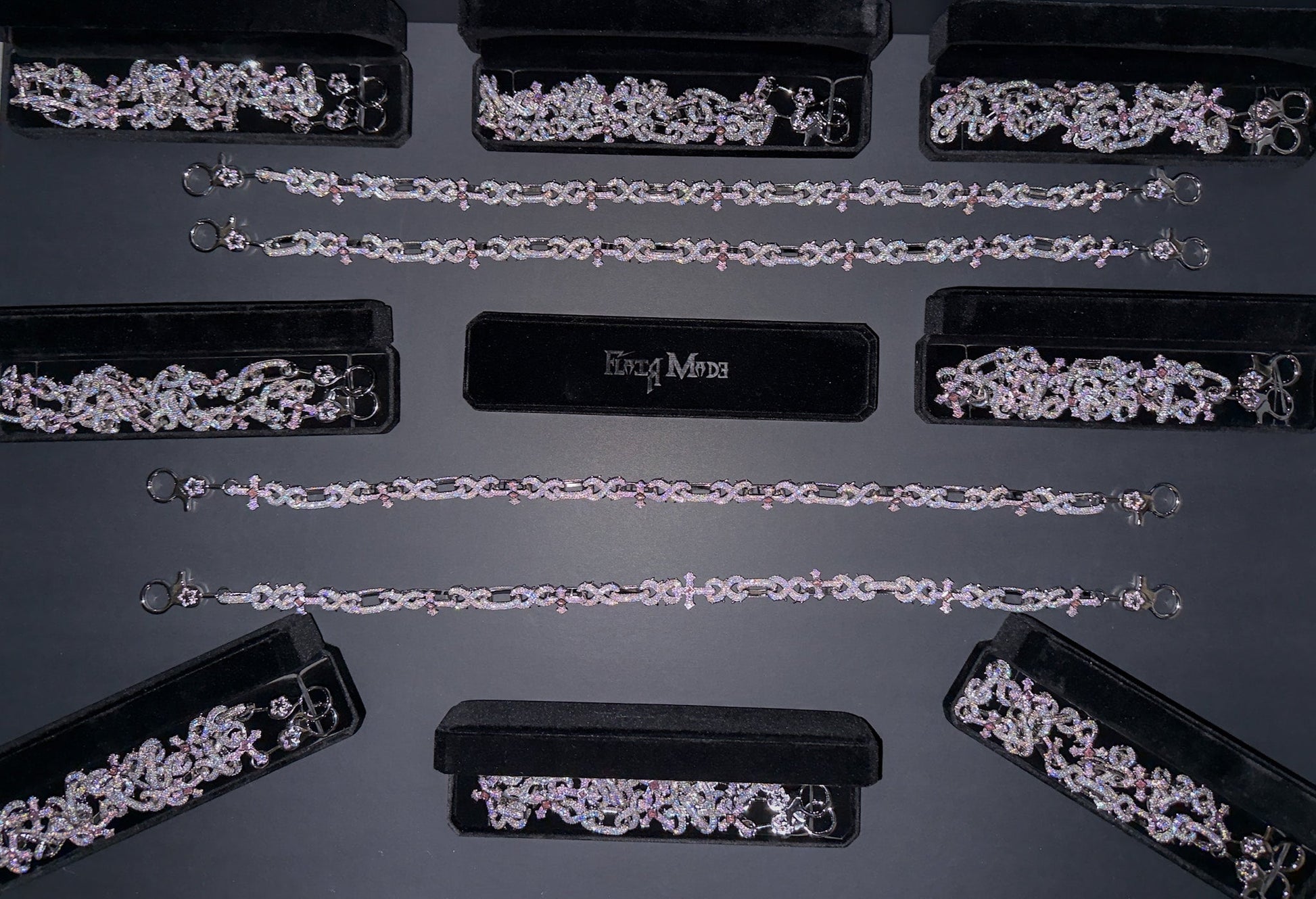FLAIRMADE PINK CROSS DIAMOND WALLET CHAIN - Pluto 5ive LLC jewelry