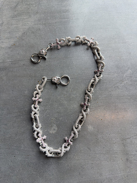 FLAIRMADE PINK CROSS DIAMOND WALLET CHAIN - Pluto 5ive LLC jewelry