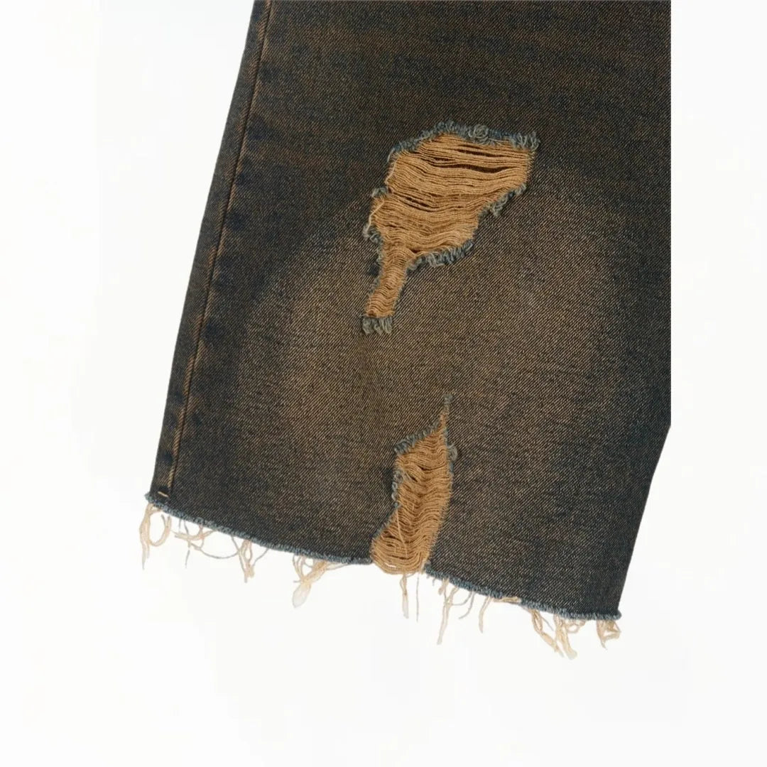 FRAGILE Blue & Brown Baggy Shorts - Pluto 5ive LLC shorts