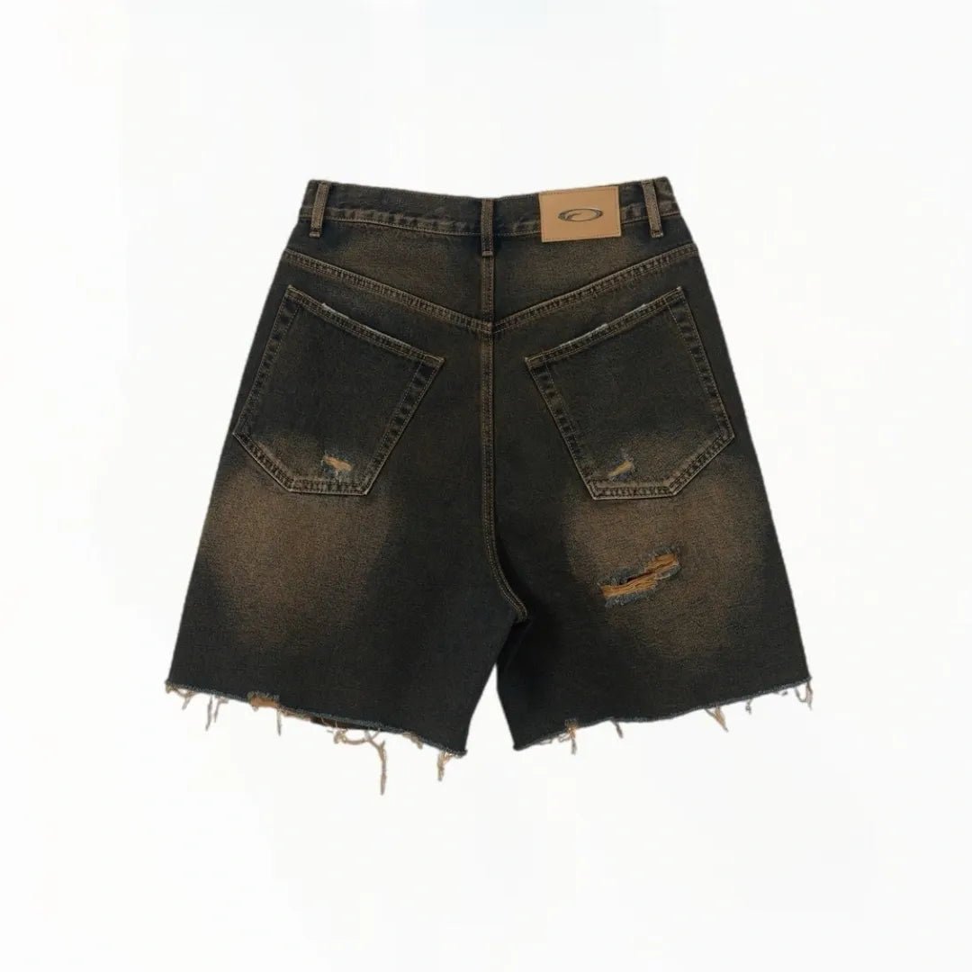 FRAGILE Blue & Brown Baggy Shorts - Pluto 5ive LLC shorts