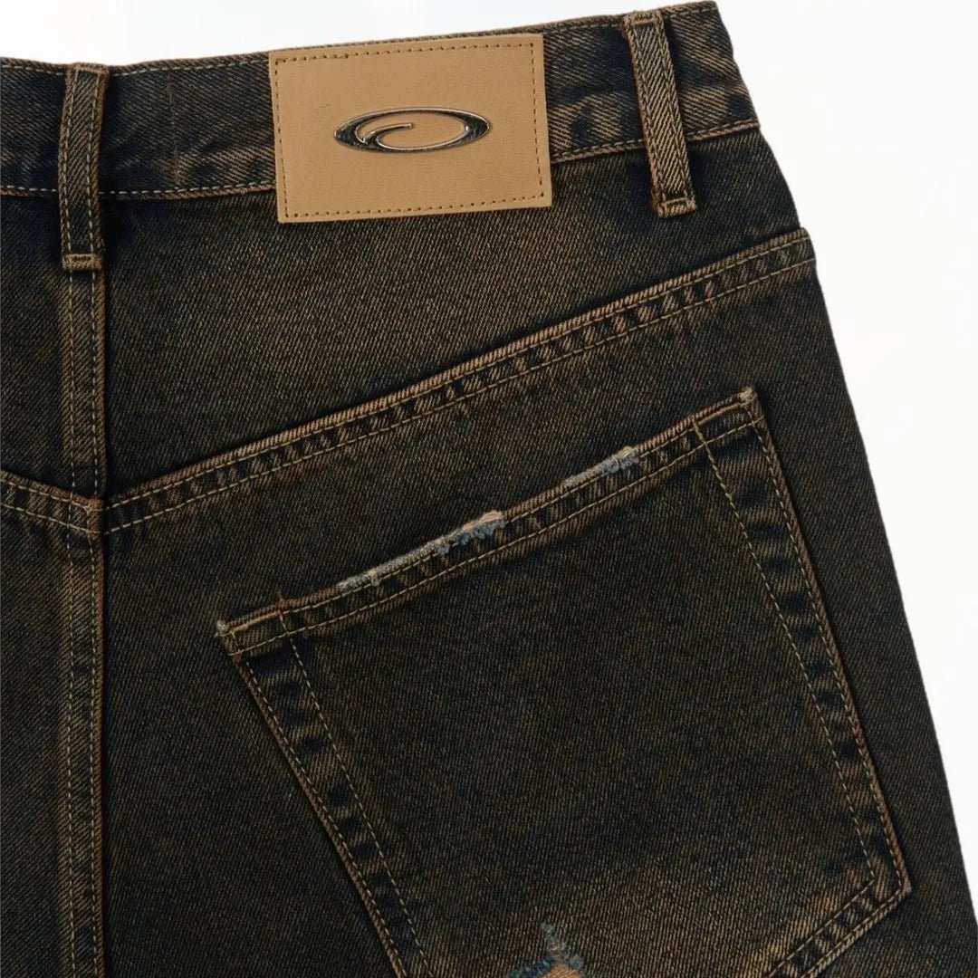 FRAGILE Blue & Brown Baggy Shorts - Pluto 5ive LLC shorts