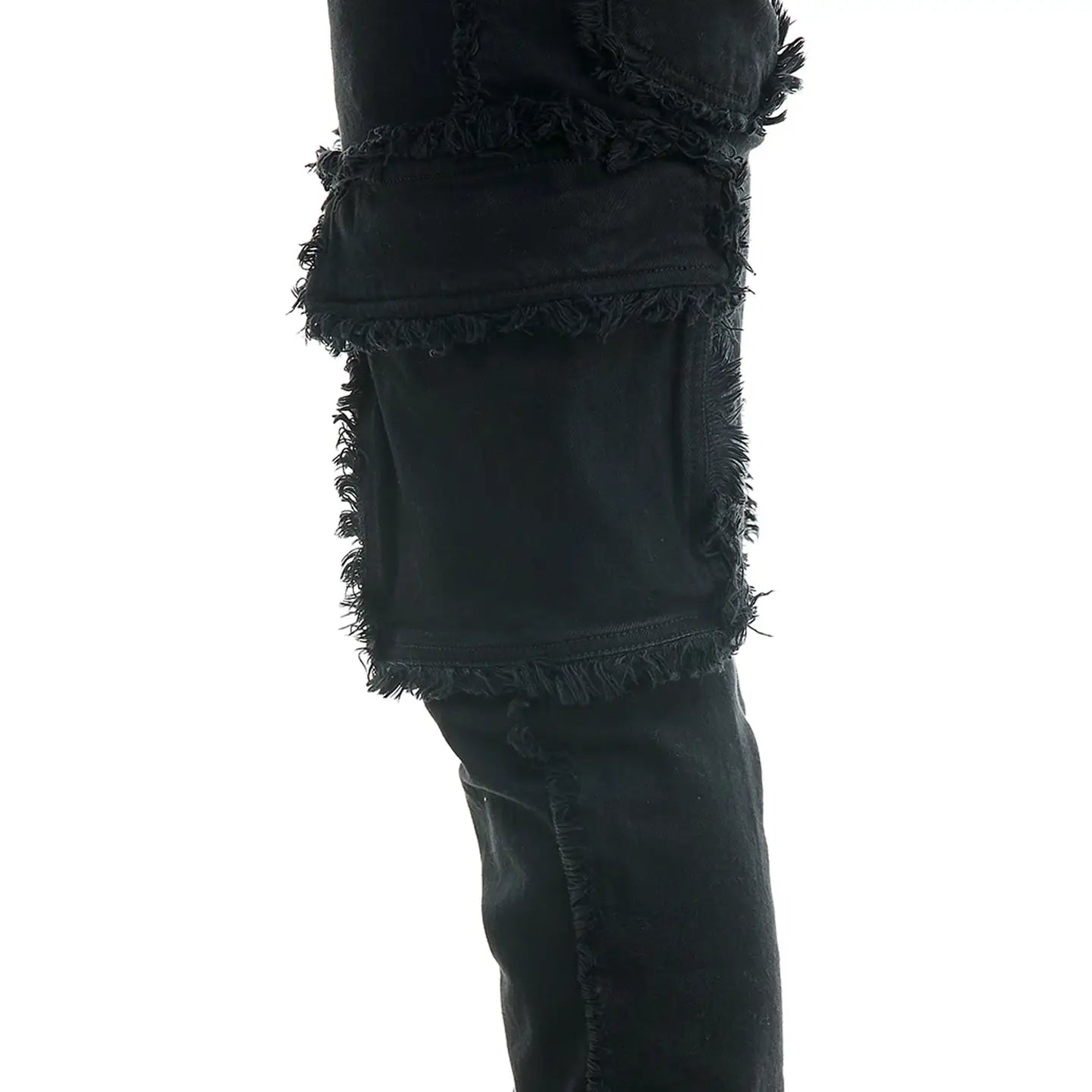 KDNK Black Raw Edge Flare Cargo Jeans - Pluto 5ive LLC Jeans