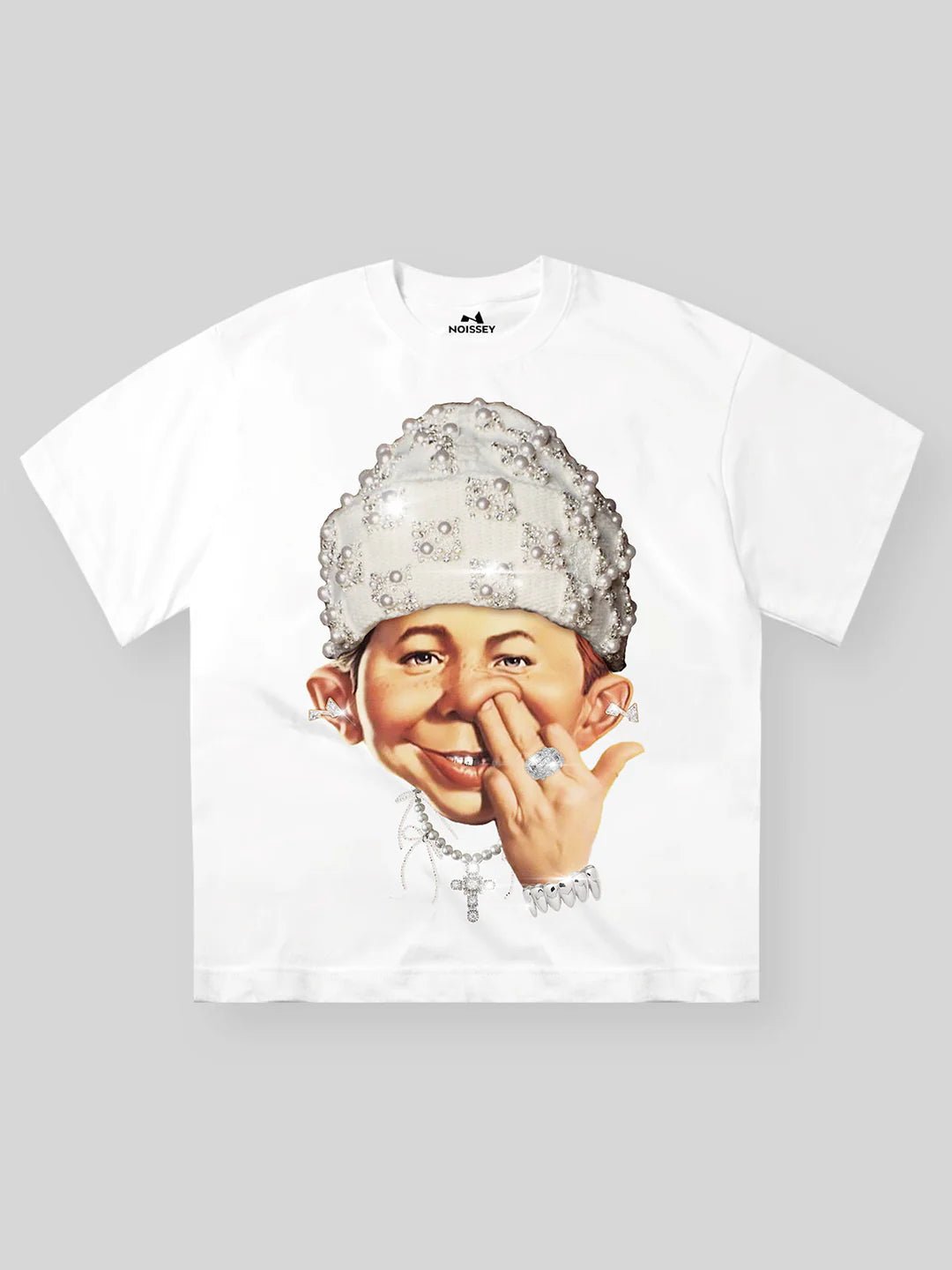 NOISSEY Bad Boy Headband Pearl Hat Tee - Pluto 5ive LLC T-Shirt