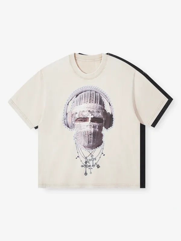 NOISSEY Music Knit Collage Face Mask Tee - Pluto 5ive LLC T-Shirt
