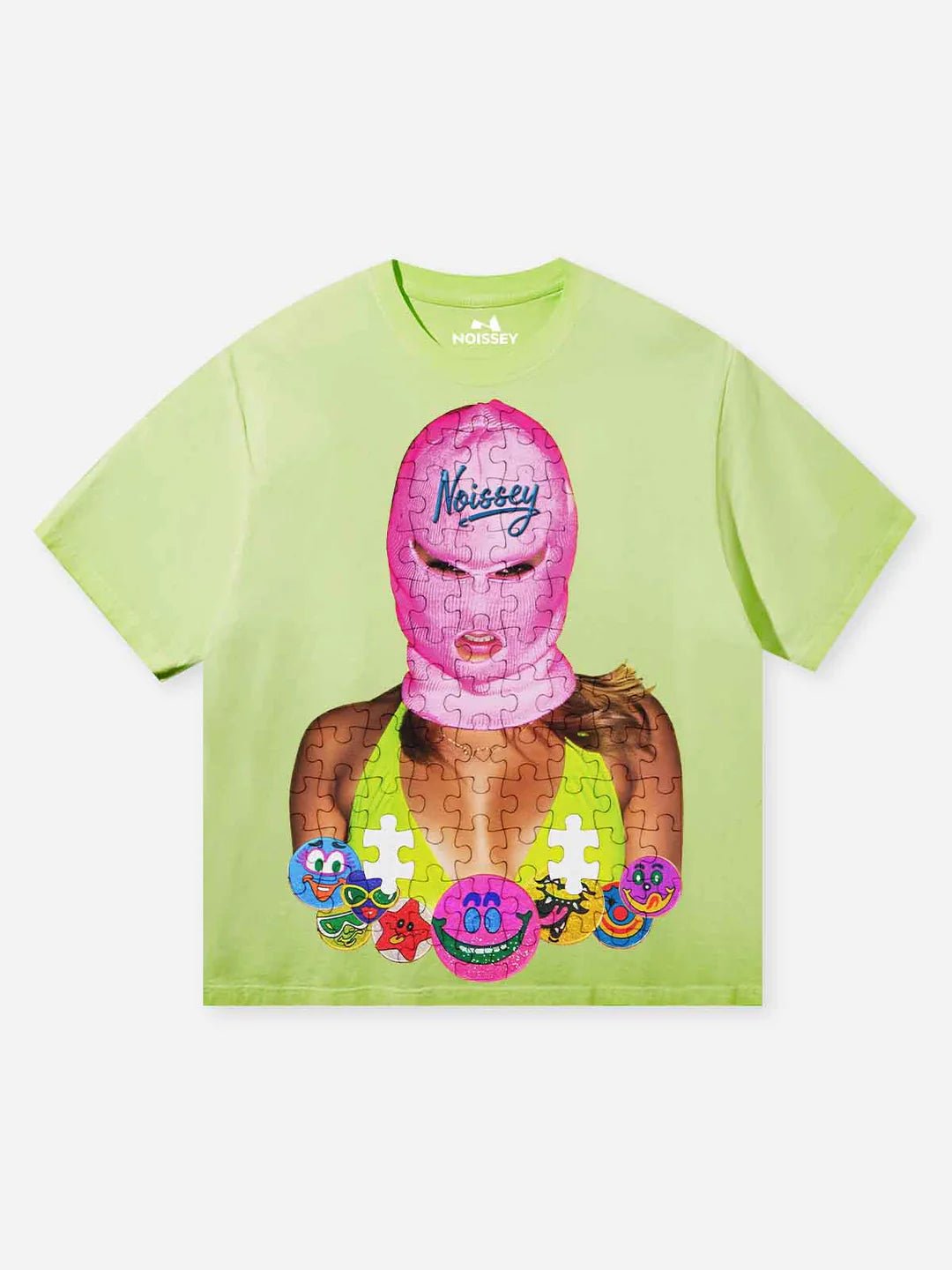 NOISSEY Puzzle - style balaclava washed Tee - Pluto 5ive LLC T-Shirt