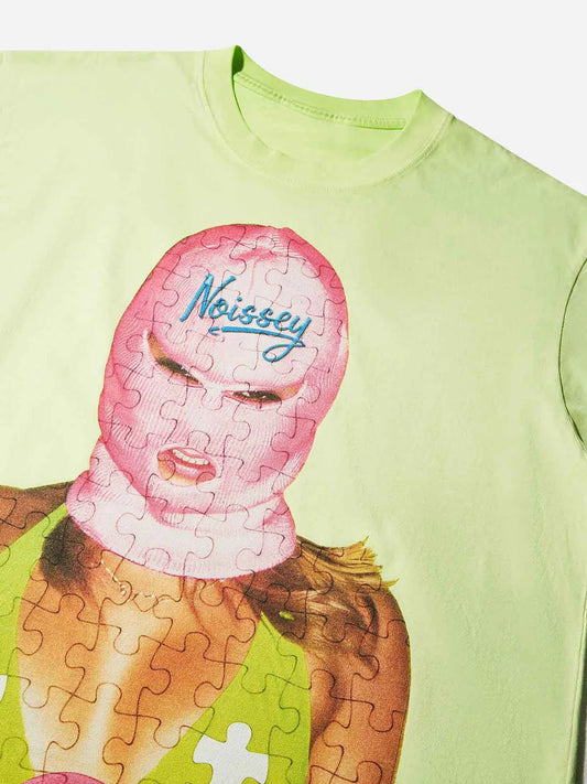 NOISSEY Puzzle - style balaclava washed Tee - Pluto 5ive LLC T-Shirt