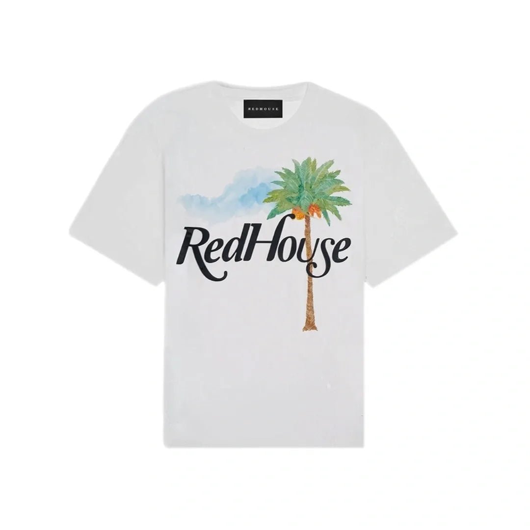 REDHOUSE Oversized Distressed Palm Off - White Tee - Pluto 5ive LLC T-Shirt