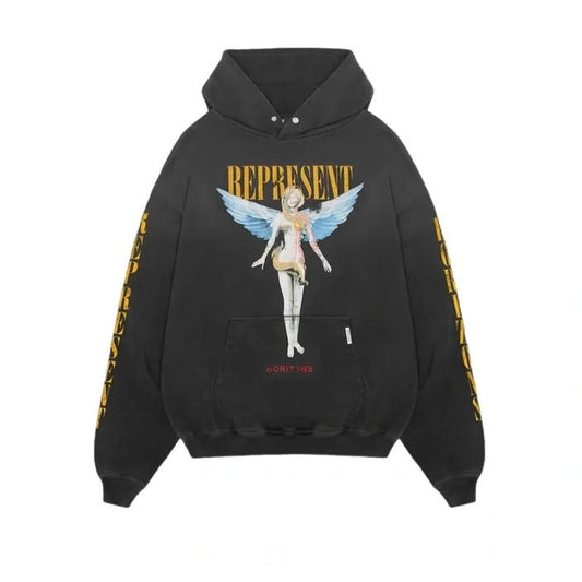Represent REBORN HOODIE “Aged Black" - Pluto 5ive LLC hoodie