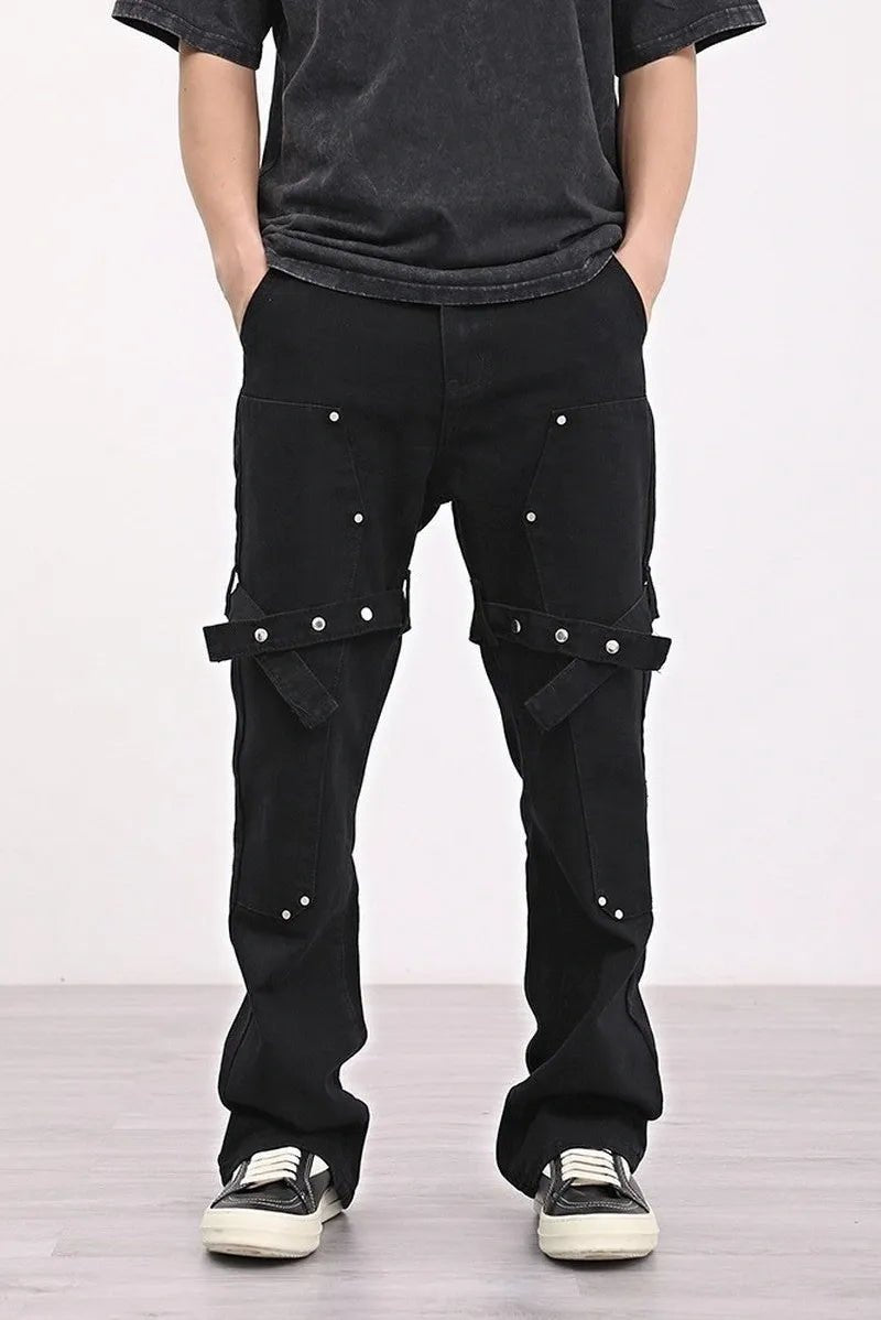 Straps Straight Flared Jeans - Pluto 5ive LLC Jeans