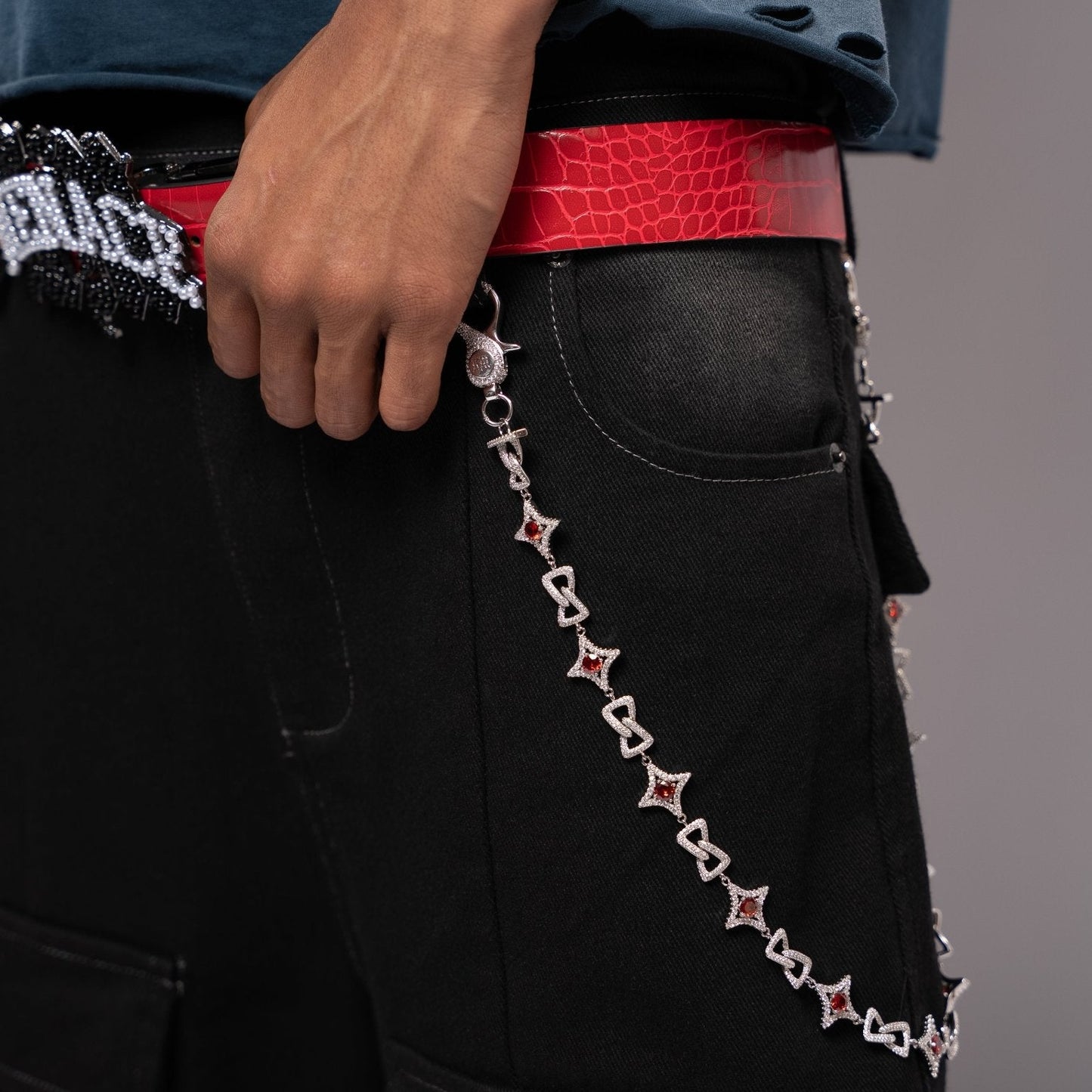 Known Menace "Red Rupture" Wallet Chain - Garnet Series - Pluto 5ive LLC T-Shirt