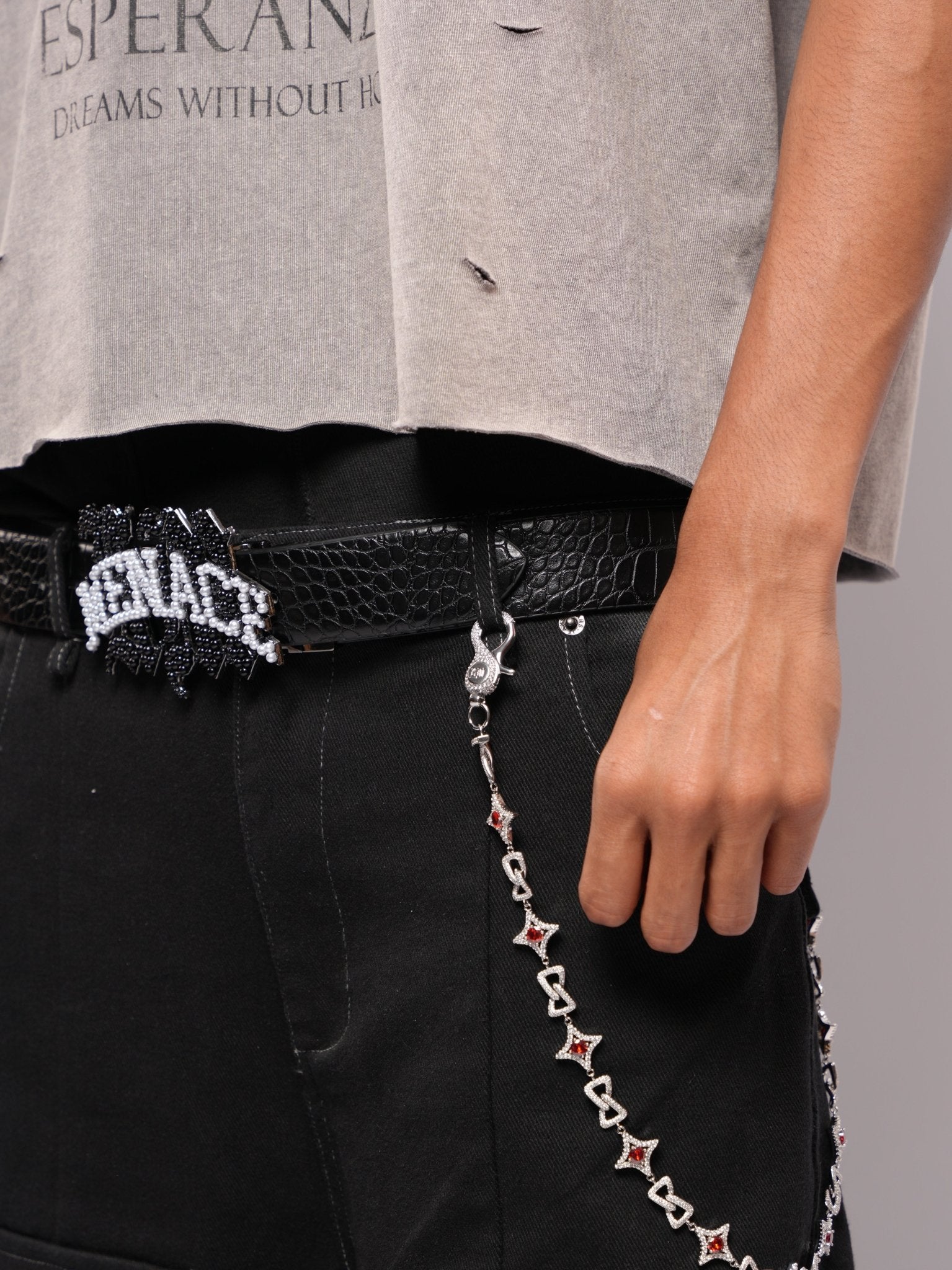Known Menace "Red Rupture" Wallet Chain - Garnet Series - Pluto 5ive LLC T-Shirt