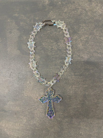 OPAL BARBED CROSS NECKLACE - Pluto 5ive LLC jewelry