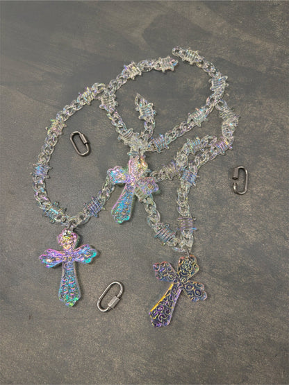 OPAL BARBED CROSS NECKLACE - Pluto 5ive LLC jewelry