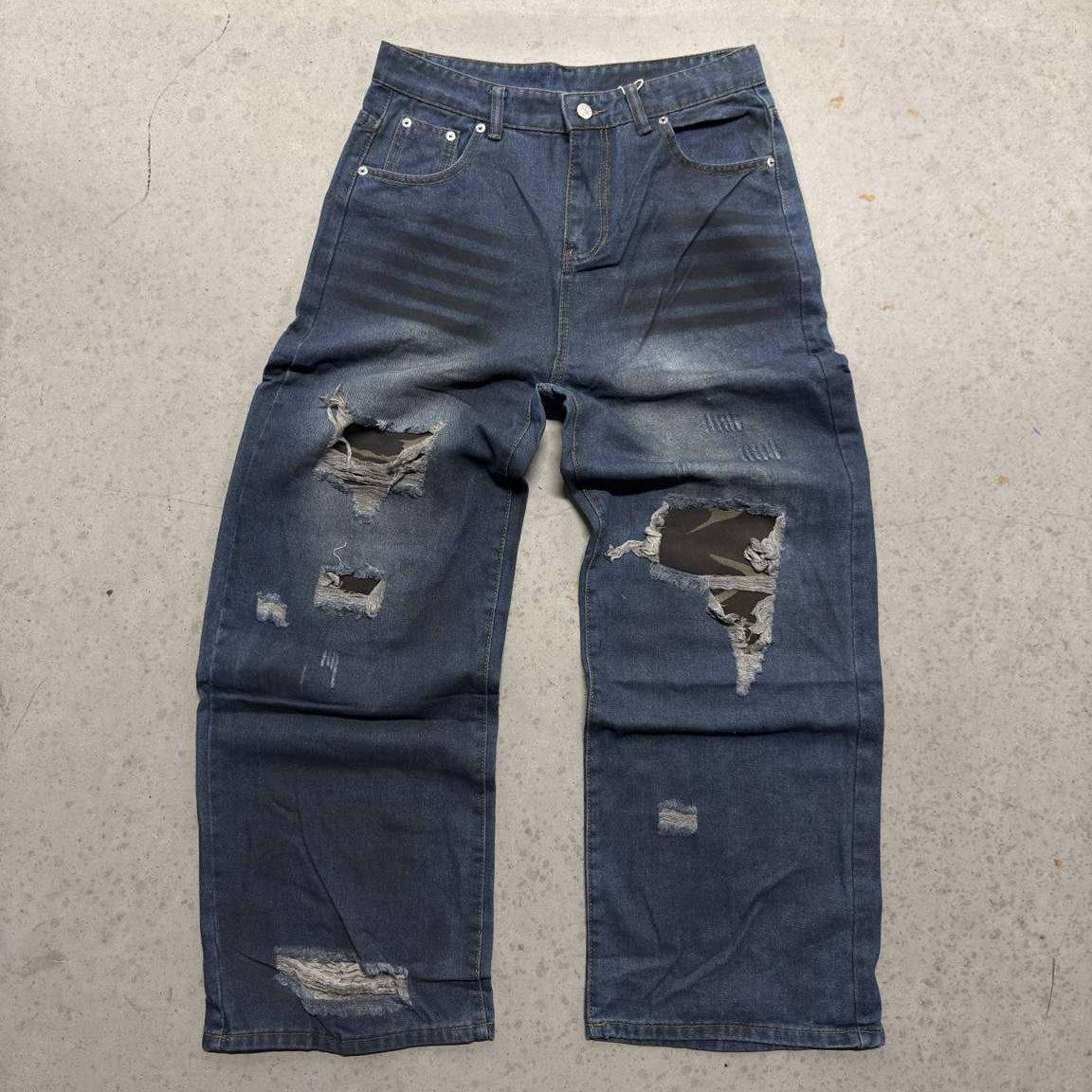 Undeveloped Azul Distressed Camo Patchwork Denim - Pluto 5ive LLC Pants
