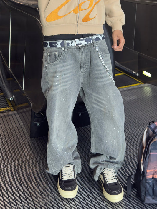 Undeveloped "Slate Wideboy Splatter Denim" - Pluto 5ive LLC Pants